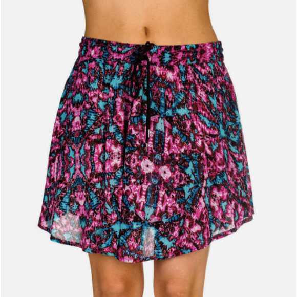 Vans Dom Draw Mini Skirt Womens S Small Drawstring Flowy Summer Floral Pockets - Picture 9 of 10